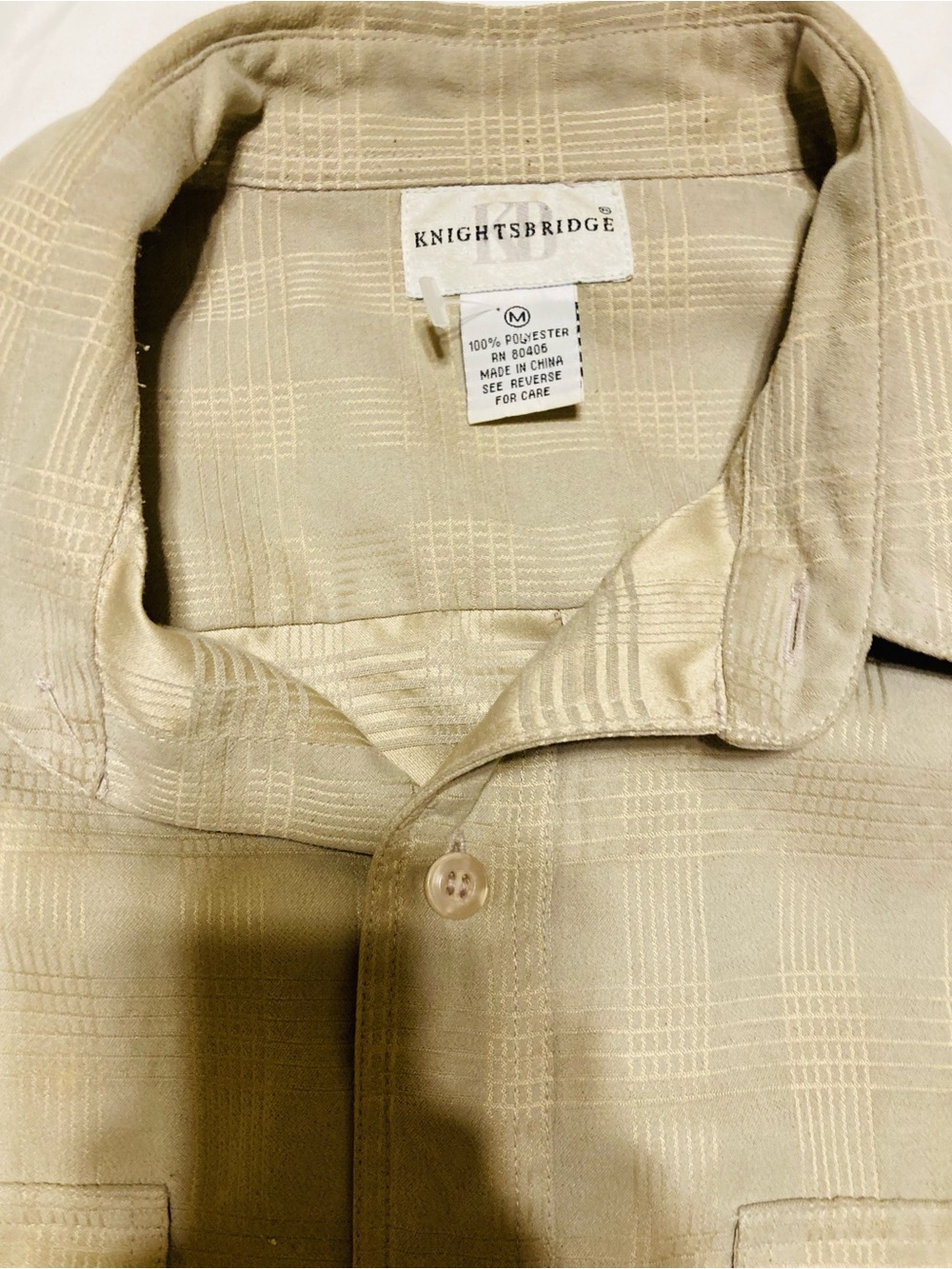Knightsbridge Men's Beige Short-Sleeve Button-Down Shirt